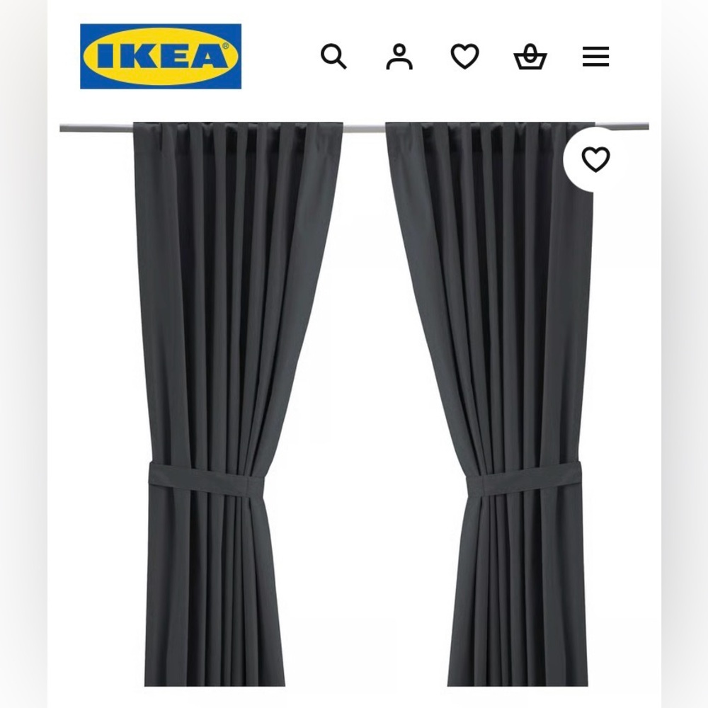IKEA RITVA black curtains 🖤 100% cotton